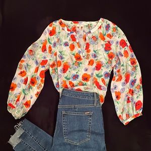 Joie Floral 100%Silk Top Sz S